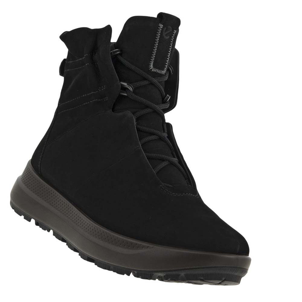 Women's Ecco Solice Lace Mid Gtx Pl Boots Black | Canada 48JPQ